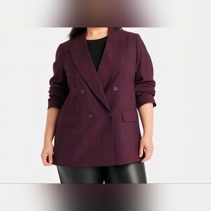 NWT XXL A New Day Burgandy Double Breasted Blazer, Stretchy, Plus, Office, Work
